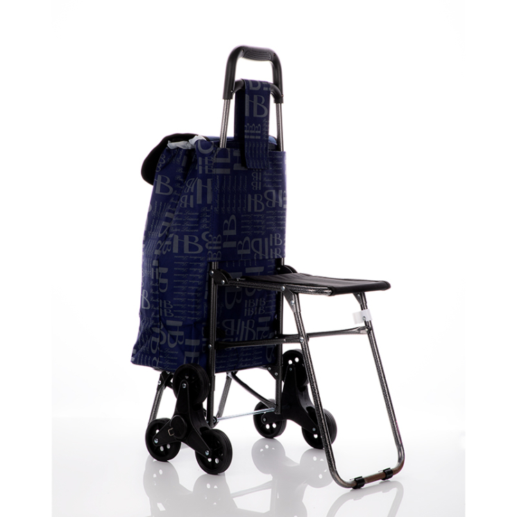 Gurulós lépcsőjáró bevásárlókocsi kihajtható ülőkével