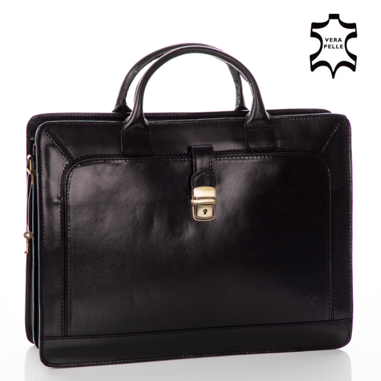 Florence 2 Valódi bőr aktatáska fekete színben