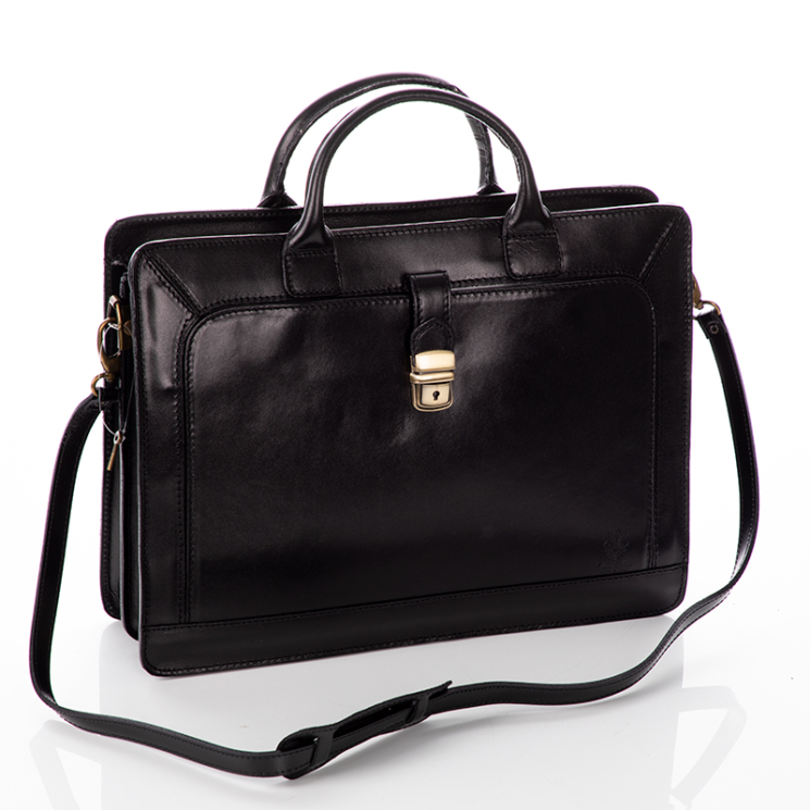 Florence 2 Valódi bőr aktatáska fekete színben