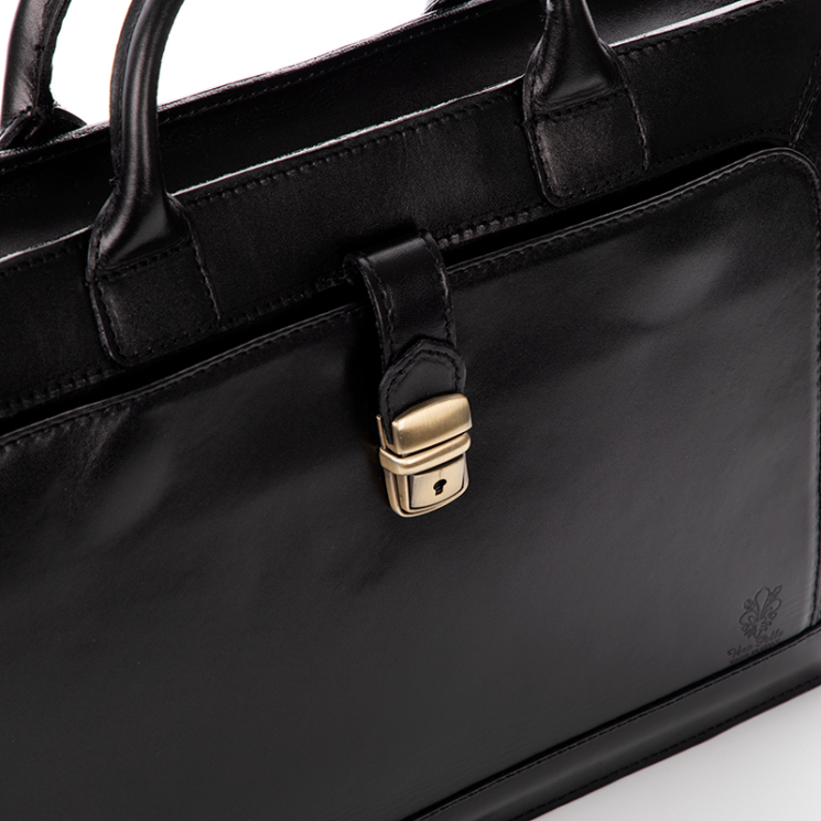 Florence 2 Valódi bőr aktatáska fekete színben