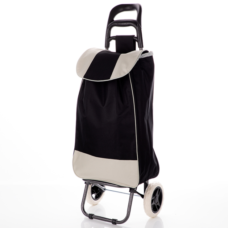 Euroline gurulós bevásárlókocsi 2 kerekes, zipzáros zseb fekete színben