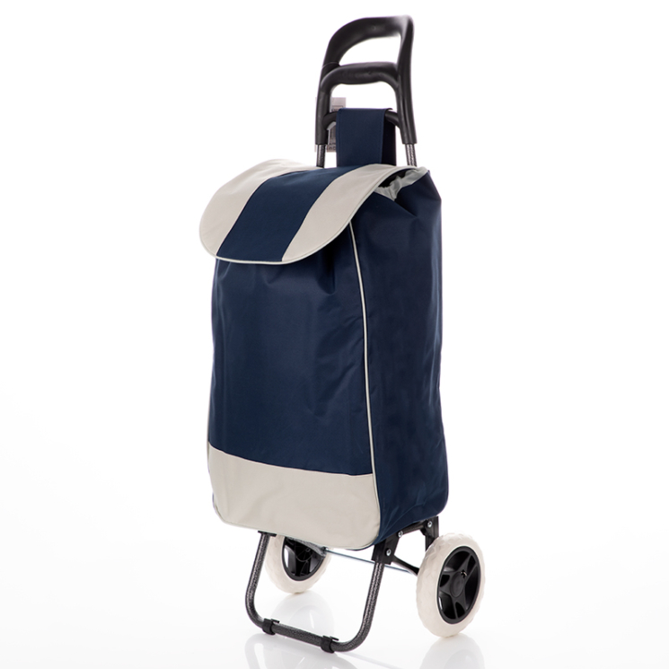 Euroline gurulós bevásárlókocsi 2 kerekes, zipzáros zseb fekete színben