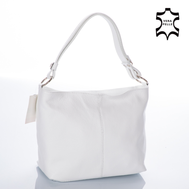 Valódi bőr női táska fehér színben