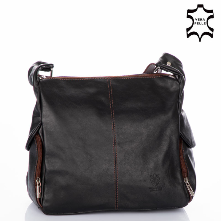 Valódi bőr női táska fekete+barna színben NT 977 FRZ Black+Brown