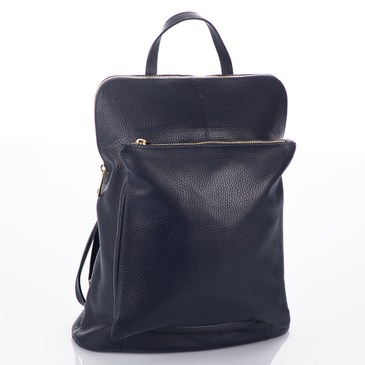 Valódi bőr női hátizsák 3 funkciós sötétkék színben