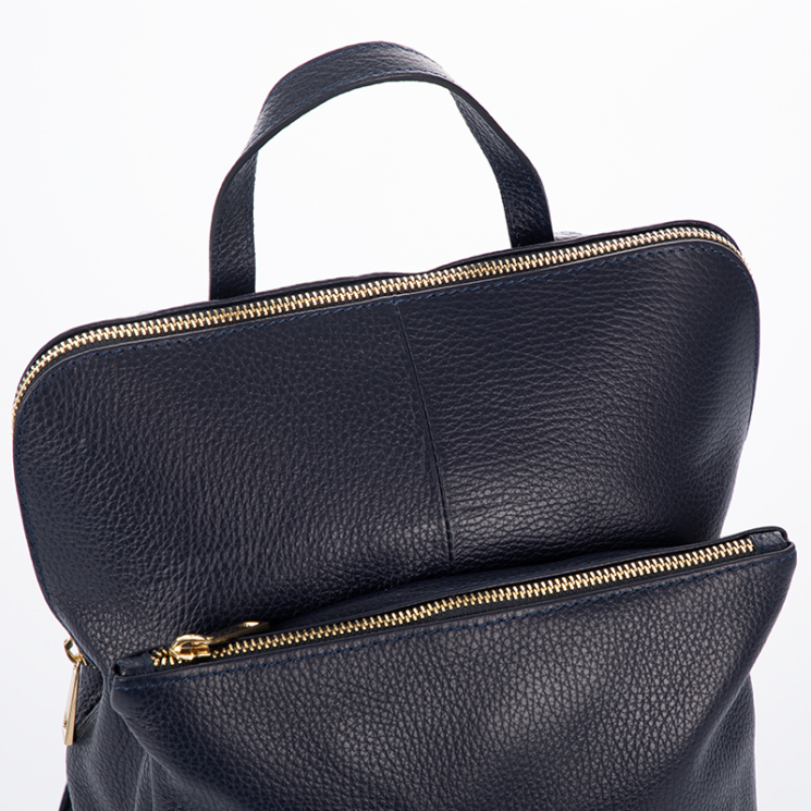 Valódi bőr női hátizsák 3 funkciós sötétkék színben