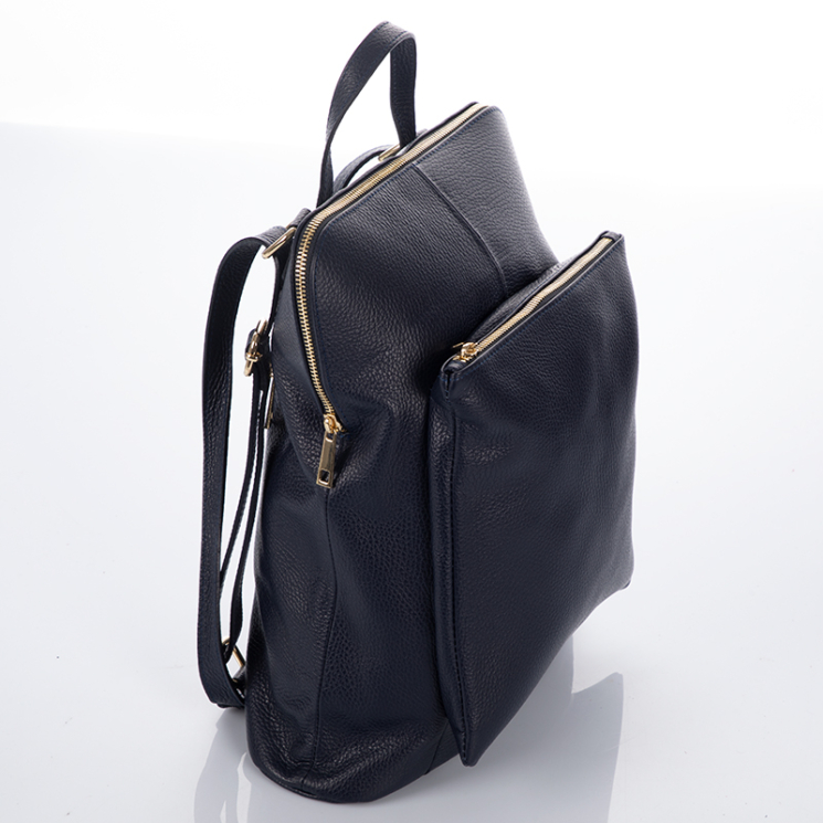 Valódi bőr női hátizsák 3 funkciós sötétkék színben