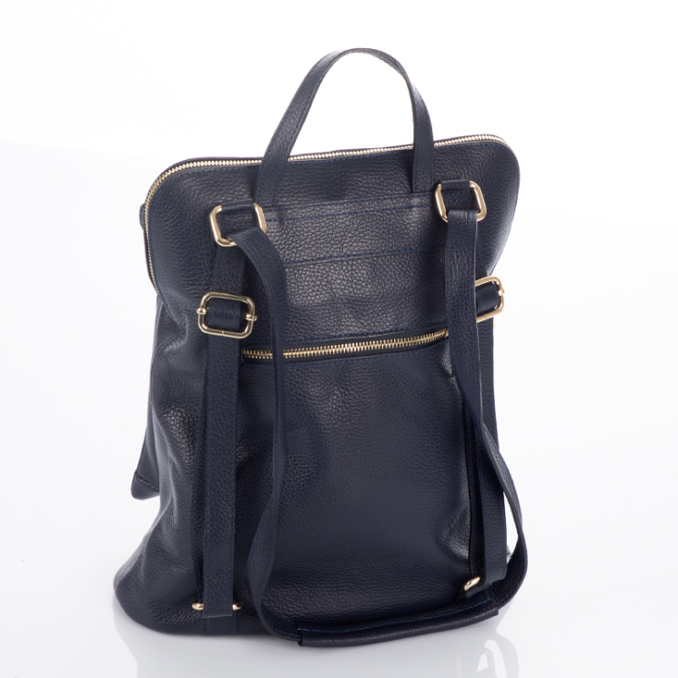 Valódi bőr női hátizsák 3 funkciós sötétkék színben