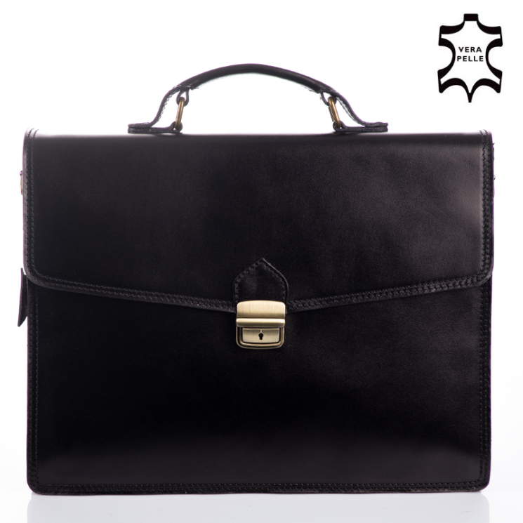 Valódi bőr nagyméretű aktatáska fekete színben