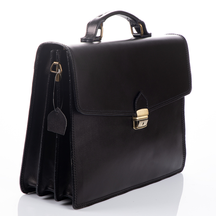 Valódi bőr nagyméretű aktatáska fekete színben