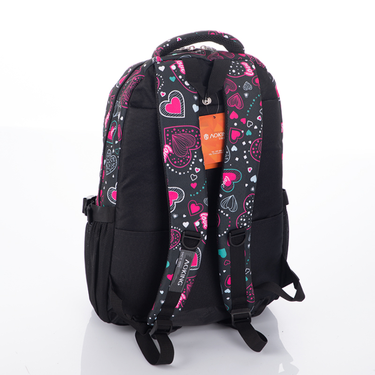 Gurulós fekete-pink iskolatáska LOVE mintával