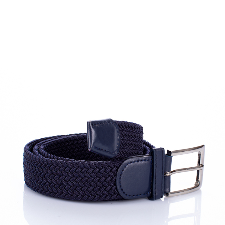 Bőr-szövet rugalmas öv kék színben