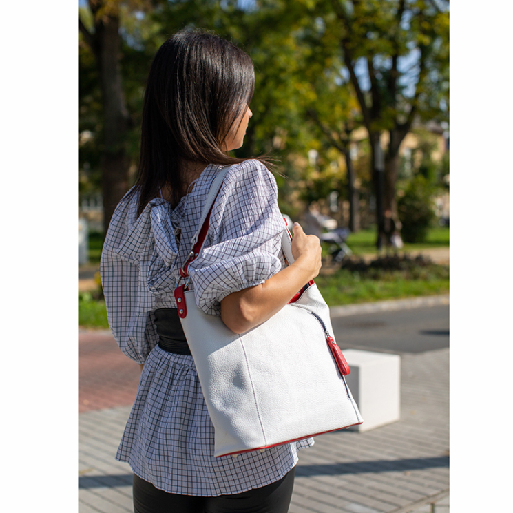 Valódi bőr női táska fehér kék piros színben