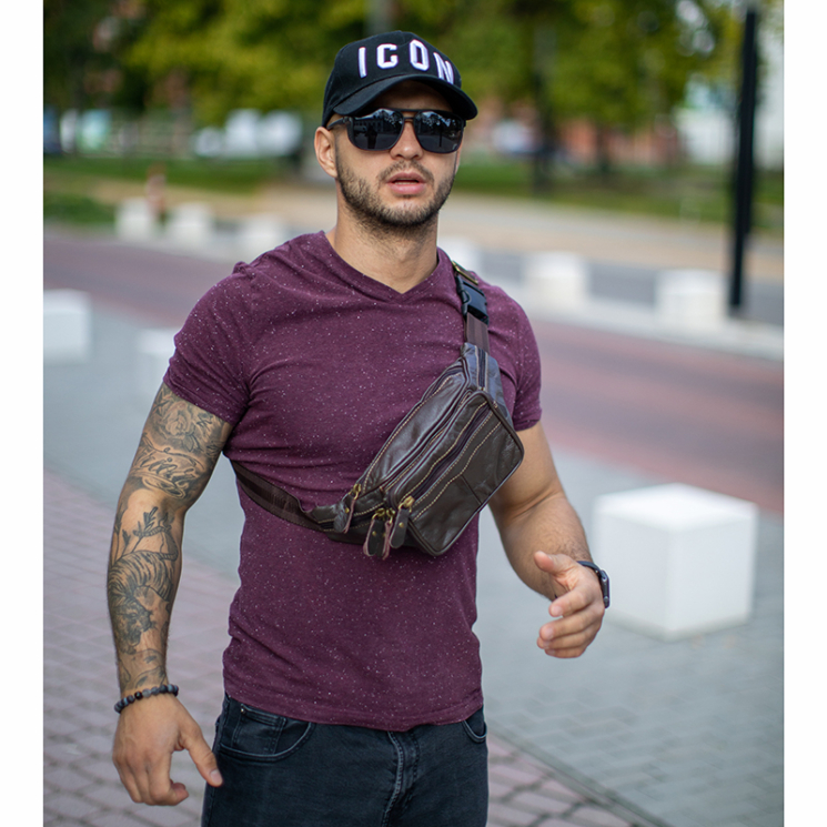 Valódi bőr övtáska barna színben