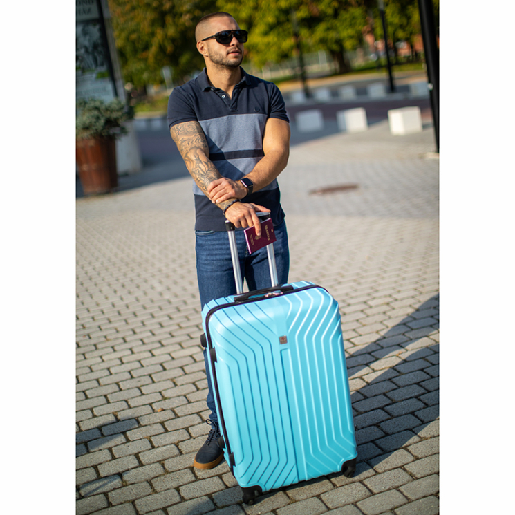 LEONARDO DA VINCI 507 Bőrönd nagy méret Világoskék színben