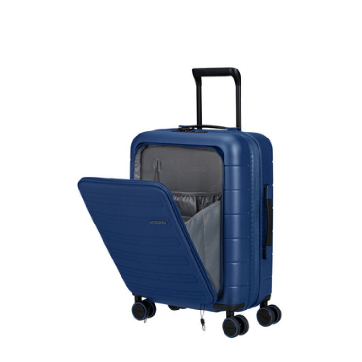 American Tourister Novastream bővíthető Spinner bőrönd 55 + laptop tartó rekesz kék 