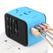 Utazási kiegészítők Világ adapter USB Töltővel Kék