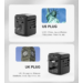Utazási kiegészítők Világ adapter USB Töltővel Kék